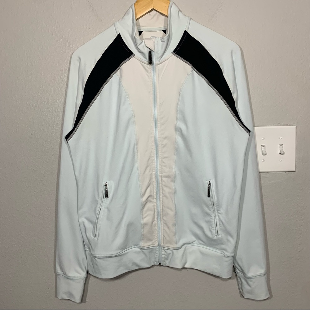 Gramicci Blue Asumi Jacket Performance Full Zip Stretch Thumbholes Womens Large